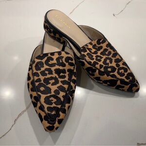 Cole Haan Leopard Print Pointed Toe Mule Flats